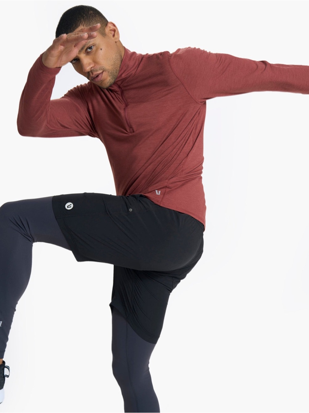 Vuori Ease Performance Half Quarter Zip Soft Long Sleeve Rust Red Athletic Top M
